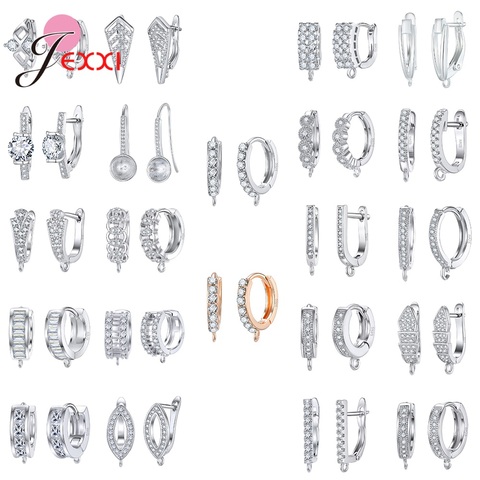 100% 925 Sterling Silver Jewelry Making Accessory DIY Earring Connectors Findings Austrian Crystal Zircon Hoop Earring Component ► Photo 1/6