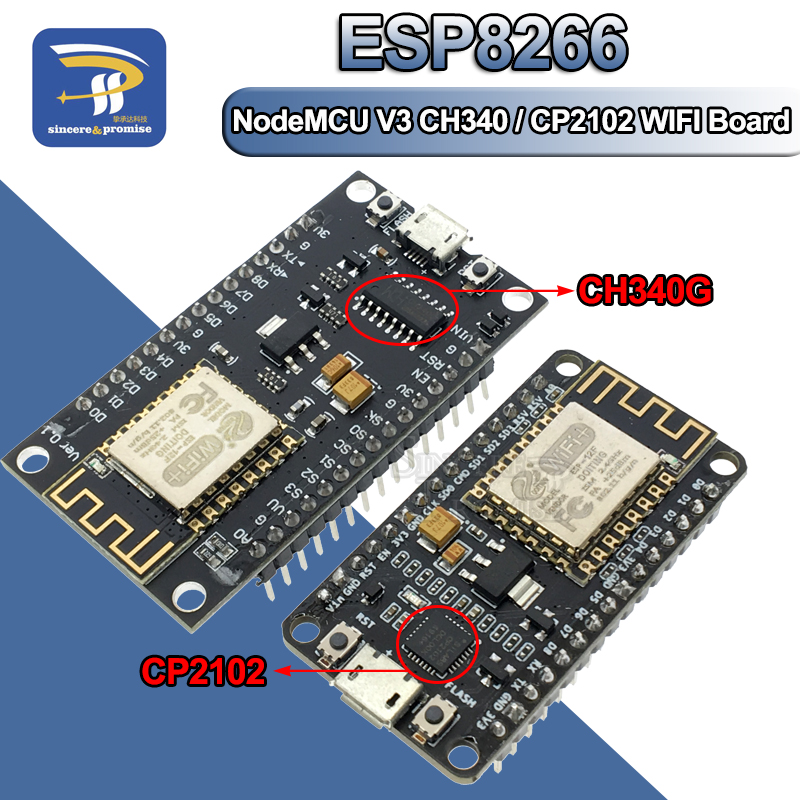 ZYAMY 2-Pack Wireless Module Connector CH340G NodeMcu Lua V3 WiFi Internet of Things Development Board Based On ESP8266 CH-340 Micro USB Serial Port 