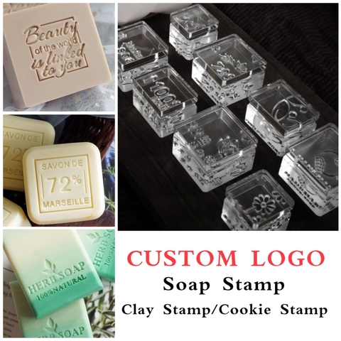 Custom Logo name Soap Stamp DIY Custom-made Acrylic Glass Personlized Cliche Seal Cookie Clay Candles soapcrafting hand stamping ► Photo 1/6