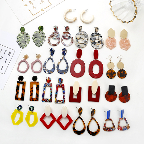 YAOLOGE Korean New Geometric Acrylic Irregular Hollow Circle Square Drop Earrings For Women 2022 Metal Party Jewelry Autumn ► Photo 1/6