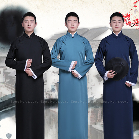 Men Crosstalk Traditional Chinese Tang Suit Dynasty Clothing Hanfu Long Dress Comic Actor Stage Robes Cheongsam Cosplay Costumes ► Photo 1/6