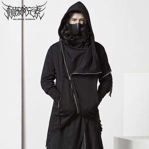 Japanese dark black  Hong Kong style nightclub personality designer men's spring hooded jacket Slim fit ► Photo 1/6