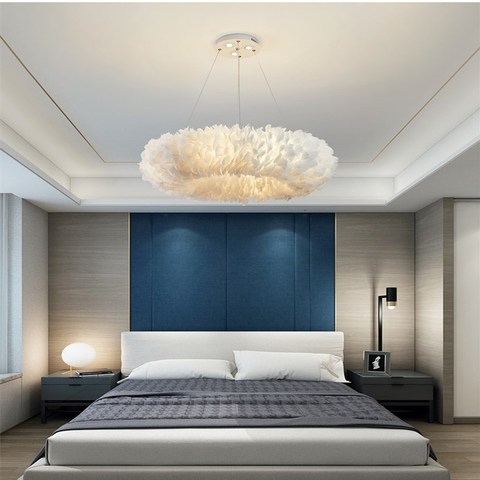 Artpad Nordic Pendant Lights Natural Swan feather Droplights Bedroom Living Room Suspension Wedding Decor Romantic Lighting E27 ► Photo 1/6