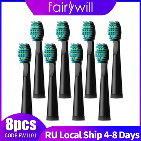 Fairywill Electric Toothbrushes Replacement Heads Electric Toothbrush 8 heads Sets for FW-507 FW-508 FW-917 Head Toothbrush ► Photo 1/6