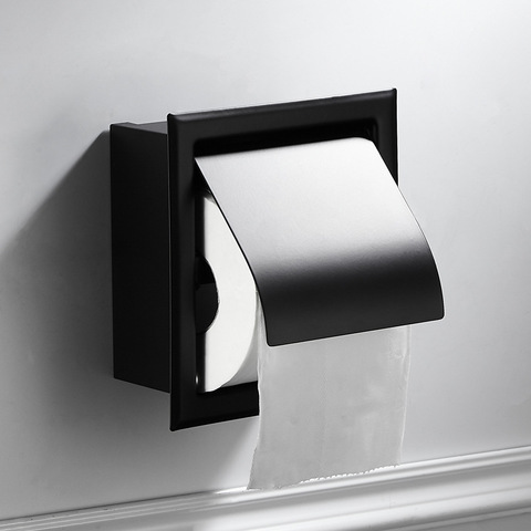 1PC Paper Holders Modern Wall Mount Matte Black 304 Stainless Steel Bathroom Toilet Paper Holder WC Roll Paper Tissue Box ► Photo 1/6