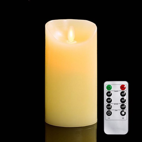 Dia7.5CM Remote control w/timer Function Pillar LED paraffin Candle Light Dancing Flame Melted edge Wedding Xmas Bar Home-Amber ► Photo 1/6