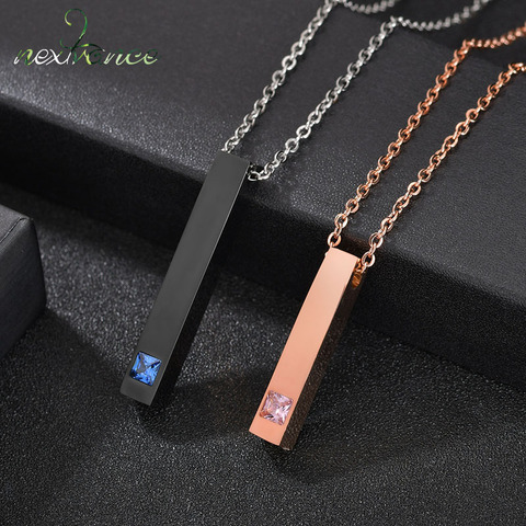 Nextvance Stainless Steel Custom Engraved Black Rose Gold Name Date Bar Necklace Women Men Lover Personalized Necklaces Jewelry ► Photo 1/6