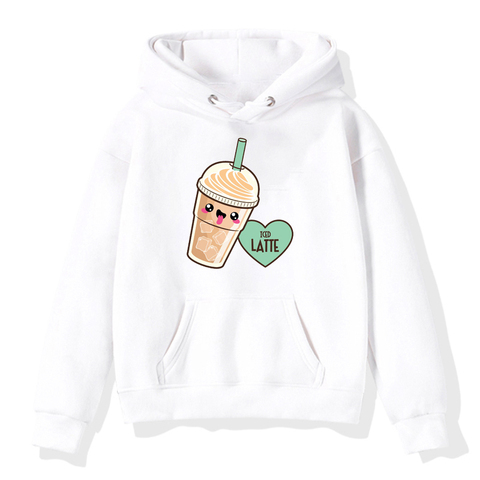 Latte Print Girls Hoodie Boys Sweatshirts Long Sleeved Hoody Children Autumn Casual Style Clothes Toddler Outerwear 2-14 Years ► Photo 1/6