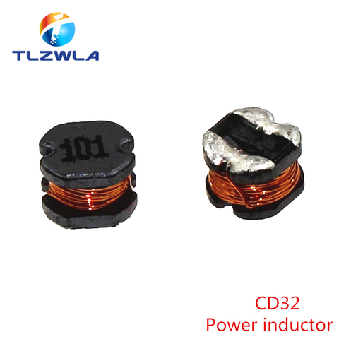 10pcs CD32 Power inductor 2.2/3.3/4.7/6.8/10/15/22/47/100UH SMD inductance Copper core ► Photo 1/3