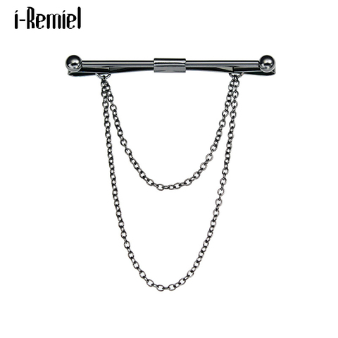 Fashion Shirt Collar Stay Pins Brooch Metal Chain Tassel French Tie Pin Scarf Buckle Clip Gentle Men Male Jewelry Accessories ► Photo 1/6