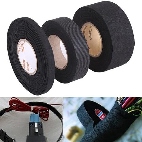 1pc Heat-resistant Adhesive Cloth Fabric Tape For Car Auto Cable Harness  Wiring Loom Protection Width 9/15/19/25/32MM Length 15M