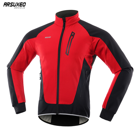 ARSUXEO Men Winter Cycling Jacket Thermal Fleece MTB Moutain Coat Bike Jersey Bicycle Clothing Windproof Waterproof Reflective ► Photo 1/6