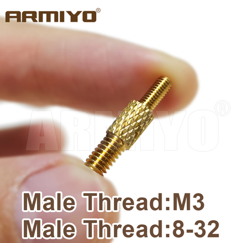 Armiyo 2pcs/lot Solid Brass Male Thread 8-32 / M3 Conversion Adapter Gun Cleaning Rod Adapter Hunting Accessories ► Photo 1/4