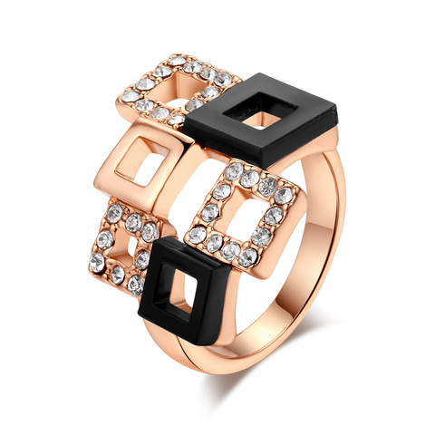 Romantic Cubic Zirconia/Ceramic Plaid Rings Rose Gold Color Fashion Crystal Jewelry For Women anel aneis R091 ► Photo 1/6