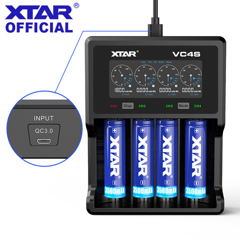 XTAR LCD Charger VC4S QC3.0 USB Charging / 5V 2.1A Adapter Micro USB Charger 3.7V 1.2V AA AAA Battery Charger For 18650 Battery ► Photo 1/6