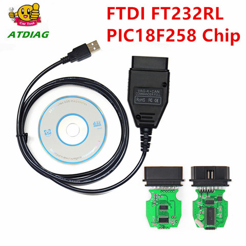 VAG K+CAN Commander 1.4 with FTDI FT232RL PIC18F258 Chip OBD2 Diagnostic Interface Com Cable ► Photo 1/6