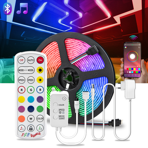 5M 10M 15M Bluetooth RGB LED Strip Light 12V Music Sync APP Control LED Light Strip RGB Tape For Bedroom TV Cabinet Party Decor ► Photo 1/6