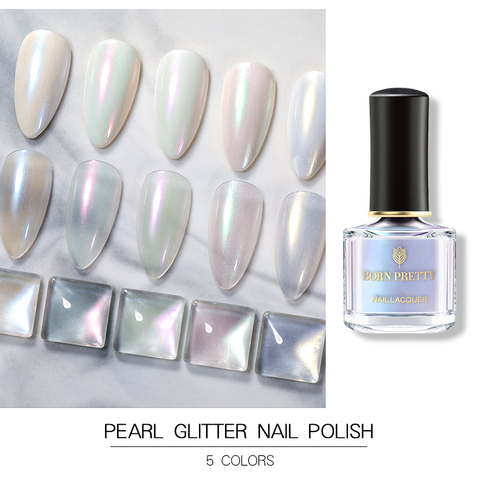 BORN PRETTY 6ml Pearl Nail Polish Glitter Iridescent Nail Polish Base Coat Top Coat Nail Art Varnish Manicuring DIY Deisgn ► Photo 1/6