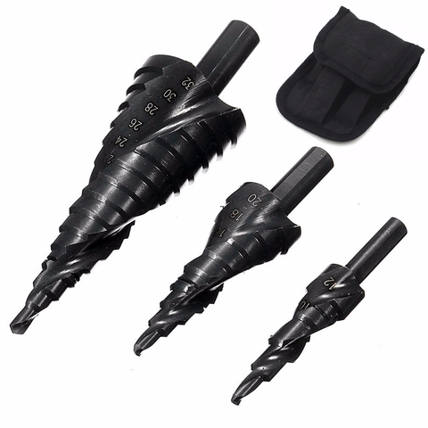 3PCS HSS Cobalt Step Stepped Drill Bit Set Nitrogen High Speed Steel Spiral For Metal Cone Triangle Shank Hole woodworking tools ► Photo 1/6