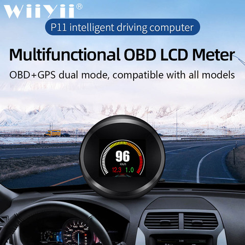 HD TFT OBD P11 Digital Speed Hud Display Car Speedometer OBD2 Turbo Boost Pressure Meter Alarm Oil Water Temp Gauge Code Reader ► Photo 1/5