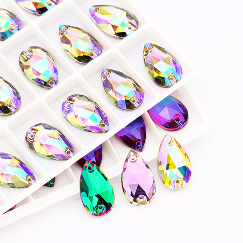 Teardrop Glass Crystal Strass Sew On Rhinestones High Quality