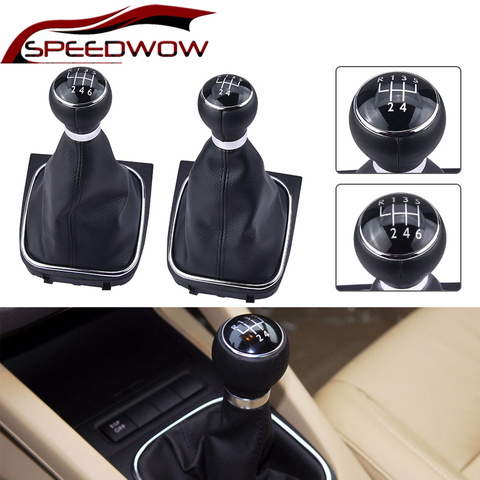 SPEEDWOW PU Leather Car Gear Shift Knob Gearstick Gaiter Boot Dust Cover For VW Golf 5 6 Jetta MK5 05-10 Sagitar MK6 2009-2012 ► Photo 1/6