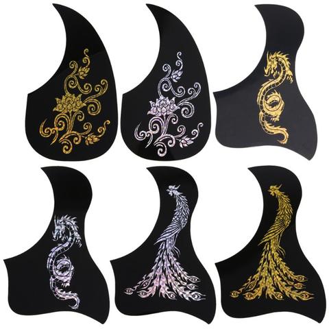 Acoustic Guitar Pickguard Gold Phoenix Dragon Pattern Decorated Self-adhesive Pick Guard Sticker for Acoustic Guitar Accessories ► Photo 1/6