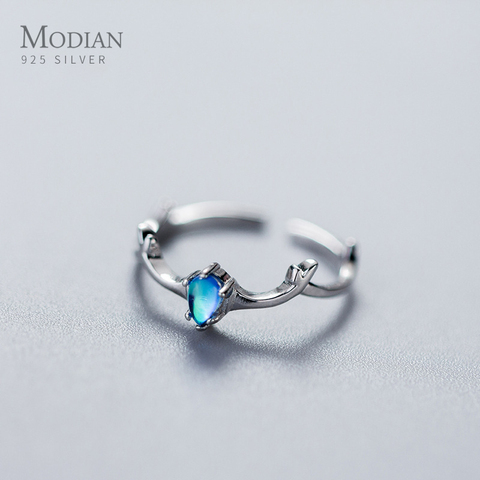 Modian Colorful Crystal Elk Pattern Sterling Silver 925 Ring for Women Open Adjustable Antlers Finger Ring Fine Jewelry 2022 New ► Photo 1/1