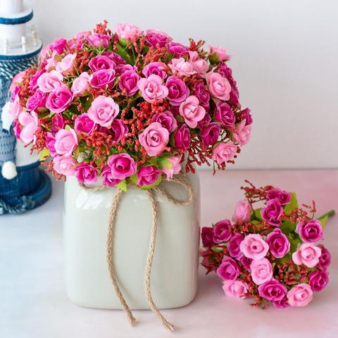 1Pc Fashion Artificial Plastic Flowers Silk Rose Fake Flower Garden DIY Stage Party Wedding Decoration Home Decor Accessaries ► Photo 1/6