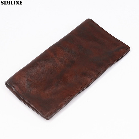 100% Genuine Leather Wallet For Men Male Vintage Cowhide Men's Long Bifold Wallets Purse With Card Holder Zipper Coin Pocket Bag ► Photo 1/6