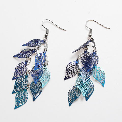 8Seasons Fashion Vintage Drop Earrings Gold Color Leaf Colorful Feather Pendant Tassel For Women Earrings Accessories  1 Pair ► Photo 1/6