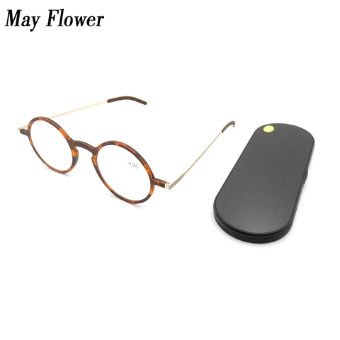 May Flower Ultra-thin  Anti-blue Reading Glasses Round Frame Protable Pocket Presbyopic Eyewear With Magnetic Case For Men&Women ► Photo 1/6