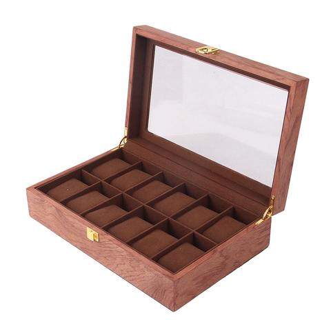 10/12 Slots Watch Box Case Organiser Wooden Portable Jewelry Storage Holder ► Photo 1/6