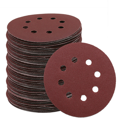 Free shipping 25pcs 5 inch 8 holes Sanding paper Disc Multiple Grits 5'' Sandpaper kit Hook Loop High quality ► Photo 1/6