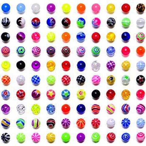 100pcs 6mm Acrylic Big Ball Balls Replacement Nose Barbell Earring Tongue Eyebrow Ring Body Piercing Jewelry ► Photo 1/2