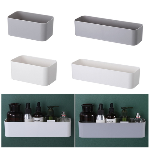 Wall Mounted Cosmetic Storage Box Bathroom Storage Rack Wall Shelf Adhesive Hanger Organizer Remote Control Holder Home Decor ► Photo 1/6