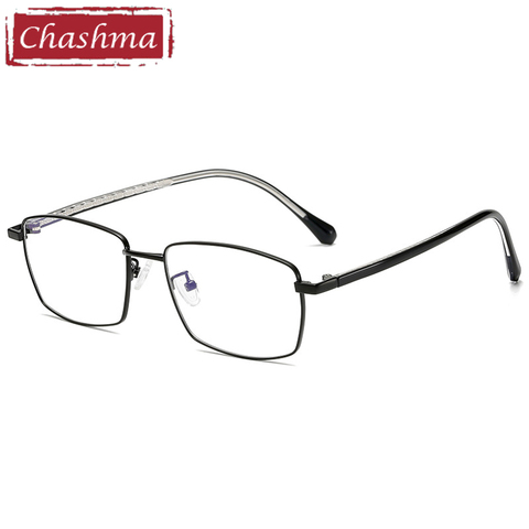 Men Square Optical Glasses Frame Alloy Frame Acetate Temple Eyewear Fashion Eye Glasses for Prescription Lenses Transparent ► Photo 1/6