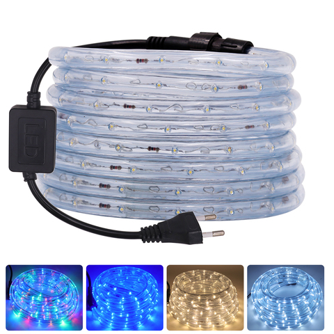 EU 220V LED Rope Tube String Fairy Lights 360 Degree Ligthing Waterproof Outdoor Garden Lamp Rainbow Led Strip ► Photo 1/6