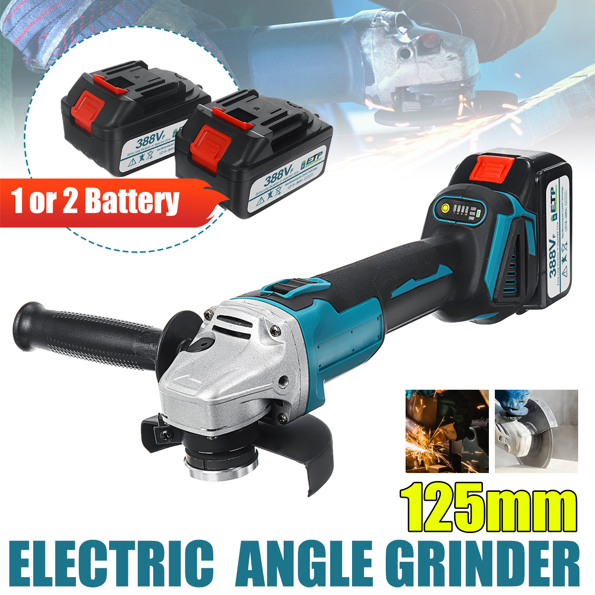 125MM Cordless Angle Grinder Cutting Machine Electric Grinder Power Tool with 1/2 Lithium-Ion Battery for Makita 18V Battery ► Photo 1/6