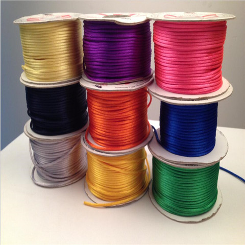 10M/lot Braided Macrame Silk Macrame Cord Rope Thread Wire 2mm DIY Chinese Knot Satin Bracelets Making Findings Beading ► Photo 1/6