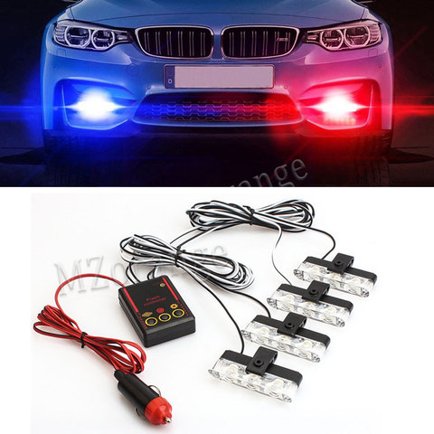 MZORANGE 4*3 LED Strobe Light Police Emergency Grill Warning Light 12V Car Motorcycle Fireman Ambulance Flasher LED Flashlight ► Photo 1/6