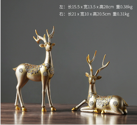 European style 2 Pcs Resin Deer Figurine Statue Home Living Room Decor Crafts Sculpture Creative Gifts Modern Desktop Ornament ► Photo 1/6