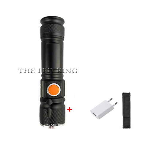 5200LM Led Usb Rechargeable 18650 Battery Flashlight XM-L T6 L2 V6 Zoomable 3 Modes Torch Bulbs Adjustable Lantern Black ► Photo 1/6