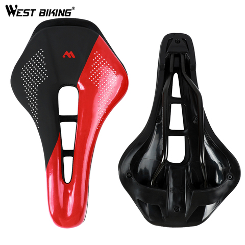 WEST BIKING Bicycle Saddle  Waterproof Bike Seat Wear-resistant PU Leather Hollow Road Bicycle Parts Cycling Seat Bike Saddle ► Photo 1/6