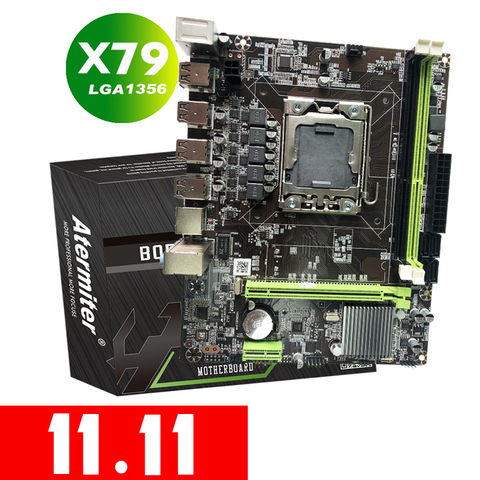 Atermiter X79 LGA 1356 Motherboard Support REG ECC Server Memory and Xeon E5 Processor USB 2.0 SATA 2.0 LGA 1356 ► Photo 1/4