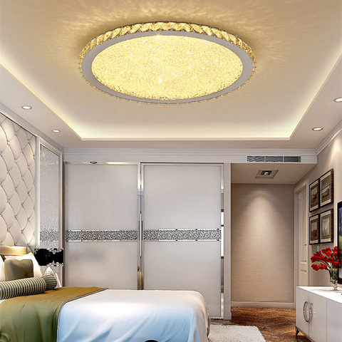 Modern Led Crystal Ceiling Lamp Hallway Living Room luminaires suspension hanging light Stainless Steel with remote control ► Photo 1/6