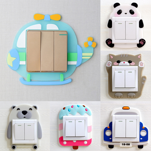 1Pcs Silicone Switch Stickers Cartoon Children Room Decoration Washable Luminous Switch Light 3D Wall Stickers for Household ► Photo 1/6
