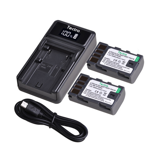 Tectra 2pc BN-VF808U BN-VF808 BNVF808 Camera Battery+LED USB Charger for JVC GZ-HD7 GZ-MG575 GZ-MG555 GR-D750 GR-D760 Camera ► Photo 1/6