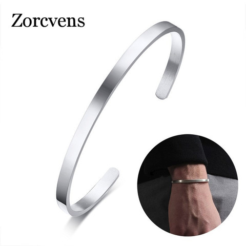 ZORCVENS 2022 New 4mm Cuff Bangle Stainless Steel Men Cuff Bracelet for Man Woman Fashion Jewelry Wholesale ► Photo 1/6
