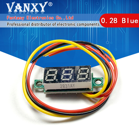 2pcs 0.28 inch ultra-small red / yellow / blue /green digital DC digital voltmeter display adjustable battery voltmeter DC0-100V ► Photo 1/6